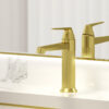 Modern Bathroom Basin Faucet Gold Deck Mounted