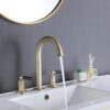 Modern Bathroom Sink Faucet 3 Holes Brushed