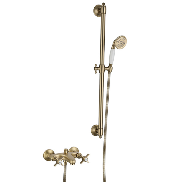 Modern Bathroom Wall Mounted Gold Shower Set Includes Rainfall System Brushed Bronze Mixer Valve Hot Cold Water Stylish Shower