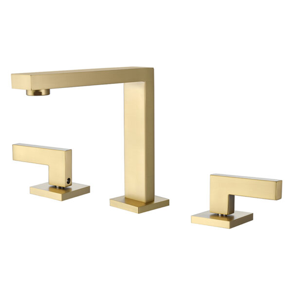 Modern Brass Square Bathroom Sink Faucet Matt Gold Washbasin Two Handles Mixer Basin Taps