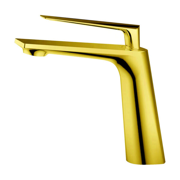 Grifos mezcladores para lavabo de baño de diseño moderno, acabado dorado, de latón macizo, para agua caliente y fría, grifos monomando para lavado a mano.