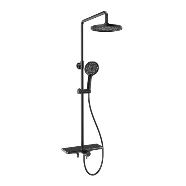 Modern Design Brass Shower Faucet Mixer Brushed Gold Rain Waterfall Bathroom Shower Head Set for Hotel Apartment