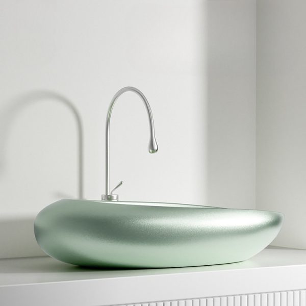 Modern Design Ceramic Electroplated Bathroom Washing Basins Oval Rectangular Round Shape Washbasins