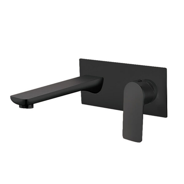 Modern Design Wall Mounted Matt Black Basin Tap Panel Brass Bathroom Hand Wash Brushed Basin Tap