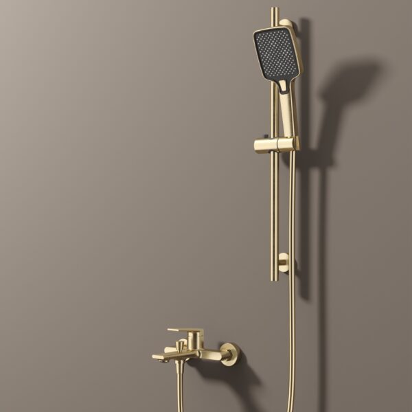 Modern Fashion Wall Mounted Copper Shower Set Black Shower Faucet with Bidets for Bathroom