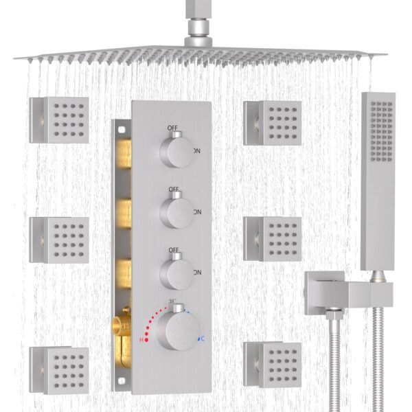 Modern Hotel High Pressure Flow Shower System Ceiling Mount Bathroom Complete Rainfall Shower Conceal Set