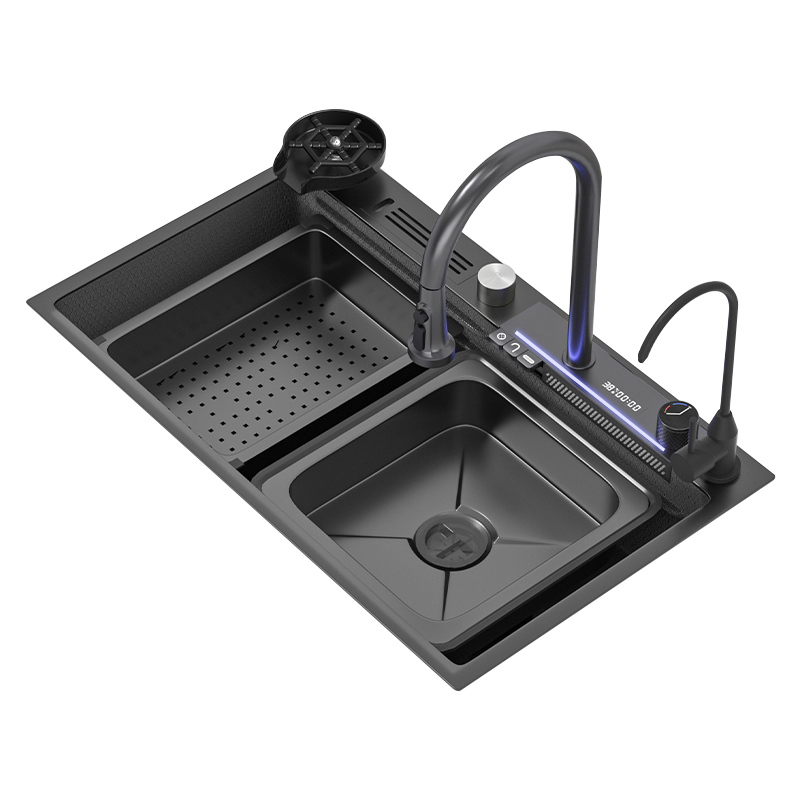 Modern Household Kitchen Sink Kitchen Vegetable Washing Basin 304 Stainless Steel Waterfall Large Double Bowls Sink Kit Modern Household Kitchen Sink Kitchen Vegetable Washing Modern Household Kitchen Sink Kitchen Vegetable Washing Basin 304 Stainless Steel Waterfall Large Double Bowls Sink Kit