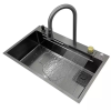 Modern Single Bowl 304 Stainless Steel Nano Hidden Kitchen Sink Set with Waterfall Faucet Modern Single Bowl 304 Stainless Steel Nano Modern Single Bowl 304 Stainless Steel Nano