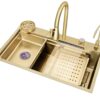 Modern Single Bowl Kitchen Sink with Gold