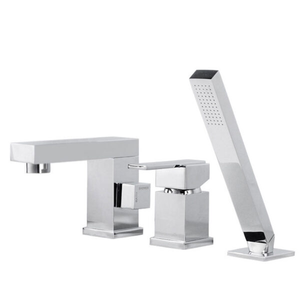 Faucet Baskom Loyang Pepejal Pemegang Tunggal Moden Faucet Bilik Mandi Panas dan Sejuk Dipasang Dek Chrome