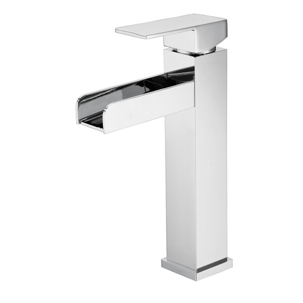 Modern Single Hole Square Solid Brass Bathroom Faucet Thermostatic Waterfall Spout Basin Mixer Taps