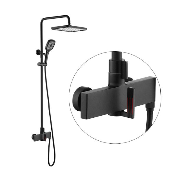 Modern Style Matt Black 3 Functions Shower Set Hotel Bathroom Shower Mixer Brass Rain Bath Shower System