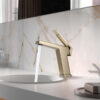 Modern Vanity Faucet Brushed Gold Wash Basin