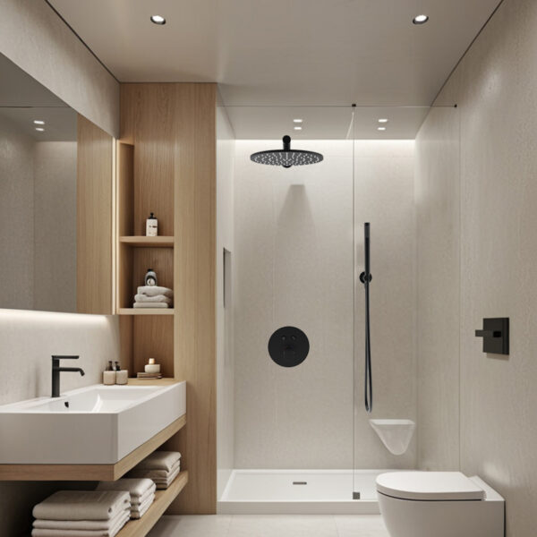 Modern Wall Mounted Rain Shower Faucet Set Concealed Brass Shower Head System Ceramic Valve Wholesale for Hotels
