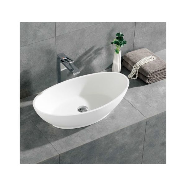 Modern White Gloss Bathroom Vessel Sink square Countertop Artificial Stone Wash Basin