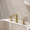 Modern Widespread Basin Mixer Faucet Brushed Gold