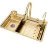 Multifunction Kitchen Sinks 304 Stainless Steel Kitchen Sink Faucet Modern Gold Waterfall Rainfall Single Bowl Kitchen Sink Set Multifunction Kitchen Sinks 304 Stainless Steel Kitchen Multifunction Kitchen Sinks 304 Stainless Steel Kitchen