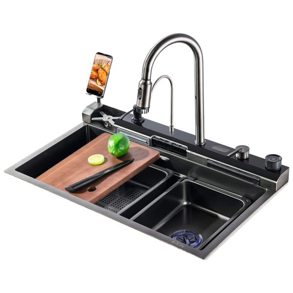 Multifunctional Stainless Steel Topmount Kitchen Sink with Easy Installation Square Prep Bowl Three Holes Single Bowl Style