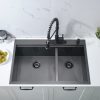 Stainless Steel Topmount Double Bowls Black Workstation Drop in Kitchen Sink Nano Black Deep Stainless Steel Topmount Double Nano Black Deep Stainless Steel Topmount Double