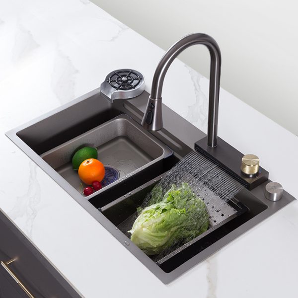 304 Stainless Steel Kitchen Sink Set With Rainfall Faucet