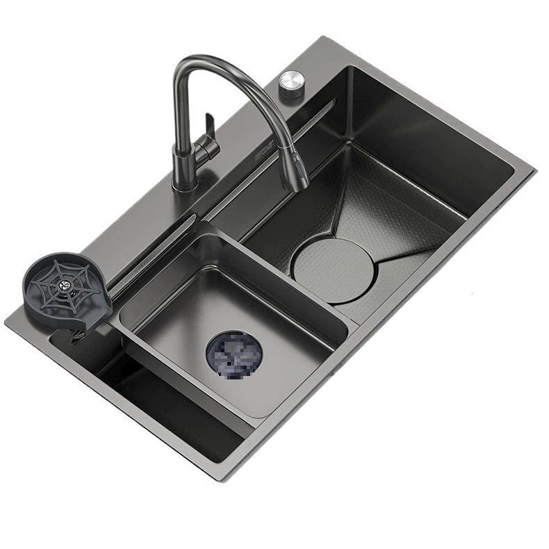 Nano Honeycomb Embossed SUS 304 Stainless Steel Large Single Sink with Cup Washer Nano Honeycomb Embossed SUS 304 Stainless Steel Nano Honeycomb Embossed SUS 304 Stainless Steel Large Single Sink with Cup Washer