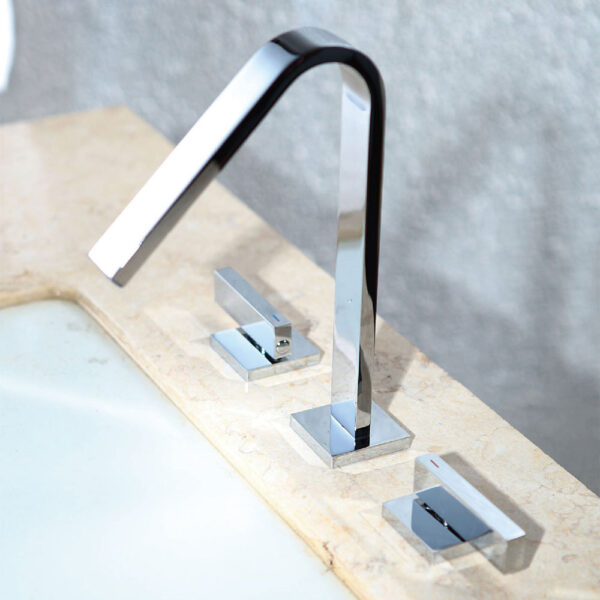 Grifo mezclador de lavabo de baño cromado con manija en cruz de nuevo diseño, grifo mezclador de lavabo de latón.