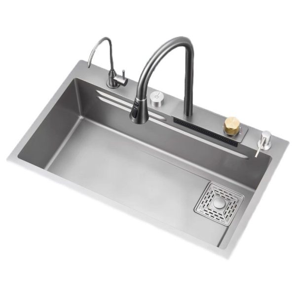 New Design Handmade Waterfall Kitchen Sink Stainless Steel Sinks Function Kitchen Multi Functional