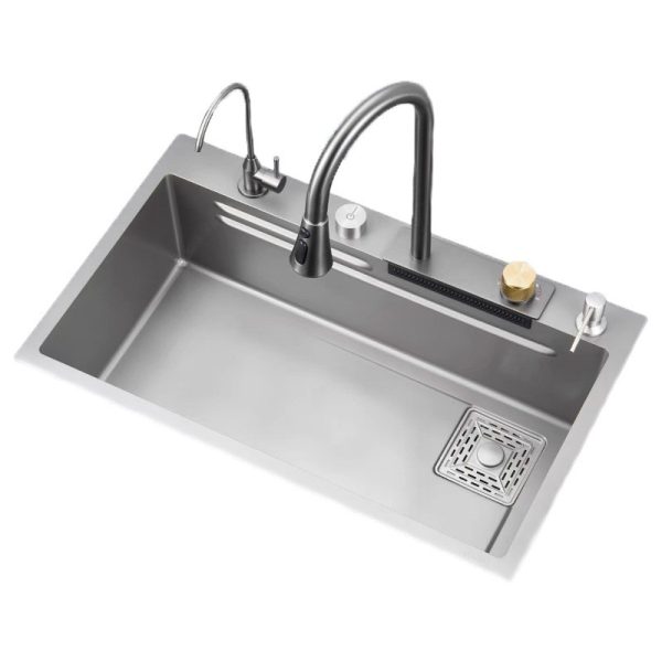 New Design Handmade Waterfall Kitchen Sink Stainless Steel Sinks Function Kitchen Multi Functional