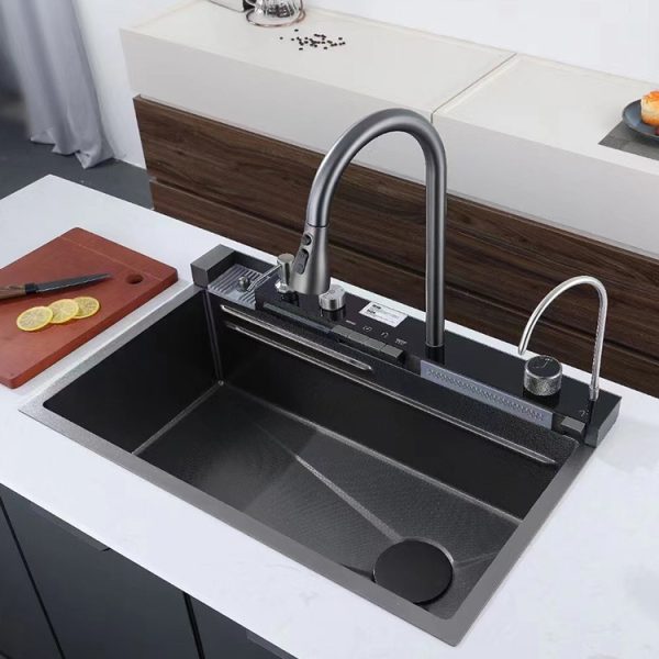 Kitchen Sink 304 Stainless Steel Kitchen Sink With Glass Rinser