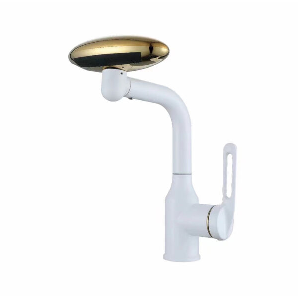 Grifo de lavabo de baño multifuncional de acero inoxidable de nuevo diseño con caño dorado, mezclador de lavabo de acero inoxidable para baño.
