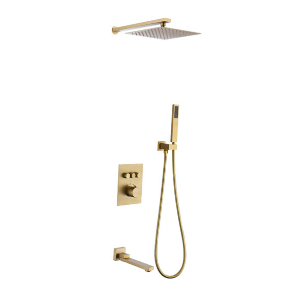 New Design Wall-Mounted Brass Hand Shower System 3 Functions Including Grey Bath Faucet Single-Handle Concealed Bathroom Rain