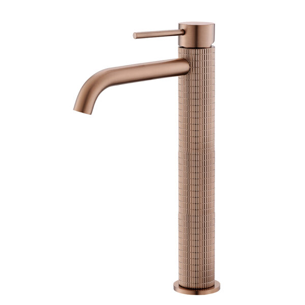 Nuevos grifos monomando de lavabo de lujo con agua fría y caliente, de latón, color rosa ruborizado y dorado.