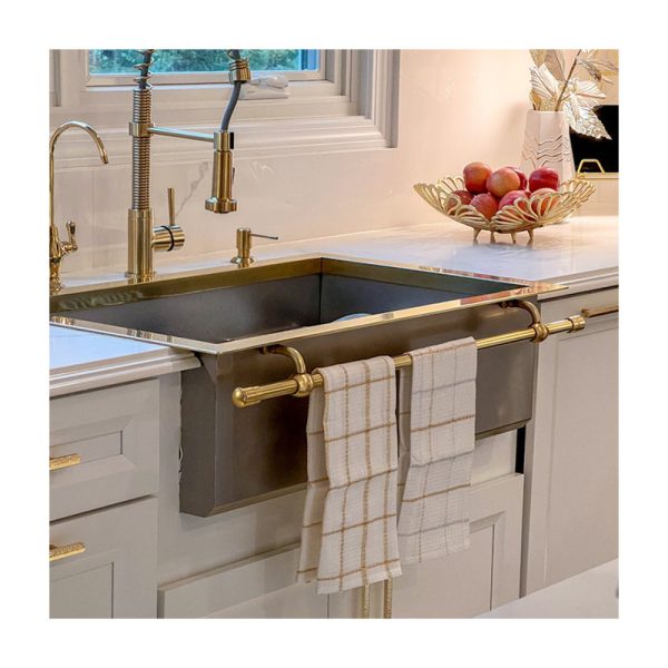 New Trends Vintage Kitchen Sinks with Towel Rack Classic Brass Single Bowl Sink Kitchen