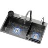 Newest Black Digital Display Touch Double Bowl