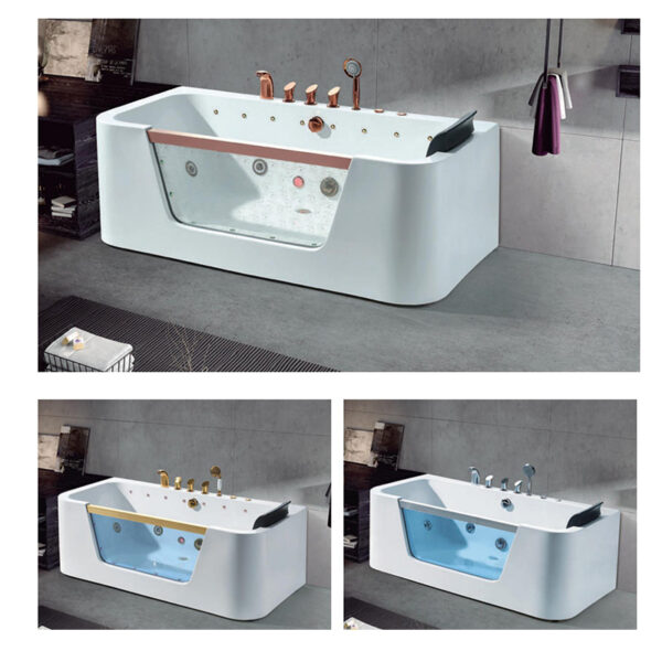 Cheap hotel rectangular acrylic Whirlpool bathtub adult freestanded Waterfall Spa massage tub for sale