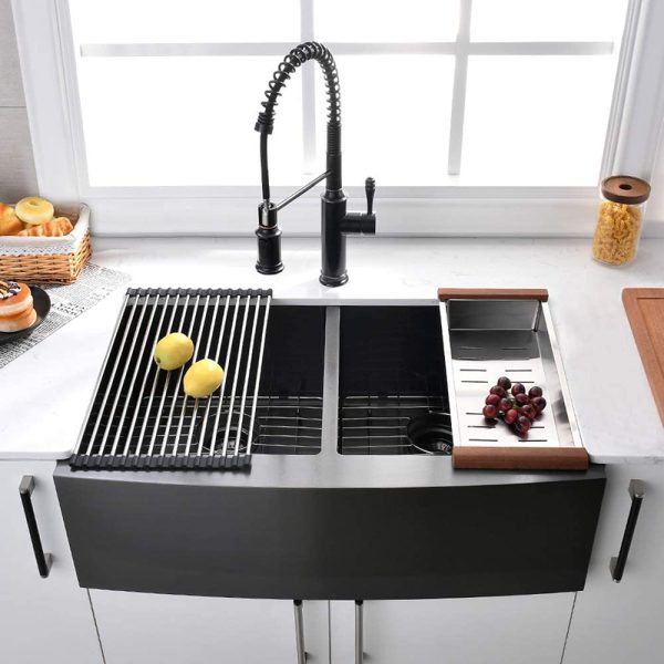 304 Stainless Steel Handmade Kitchen Sink Apron Household Kitchen Sink with Dishwasher Sink