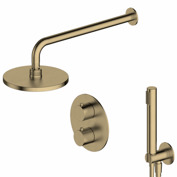 Popular Concealed Shower Set Brushed Ti Gold Bathroom Pipeless Top Shower Head