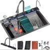Premium 304 Stainless Steel Waterfall Kitchen Sink LED Digital Display Anti-Scratch Single Bowl Premium 304 Stainless Steel Waterfall Kitchen Sink Premium 304 Stainless Steel Waterfall Kitchen Sink