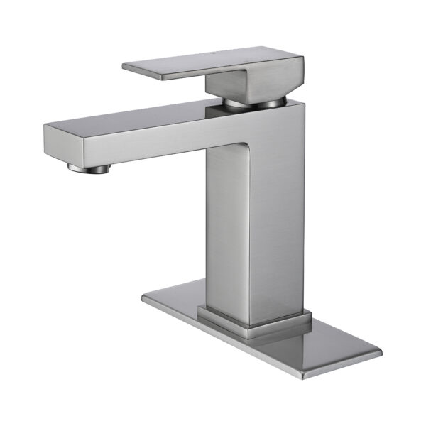 Project Hot Sale Single Hole Deck Mounted Tap Brushed Nickel Finish Single Handle Hot Cold Water Brass Hand Wash Basin Faucet