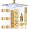 Rectangular Wall Mounted LED Shower Set with