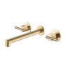 Rotating Spout Brush Golden Brass Faucet Wall