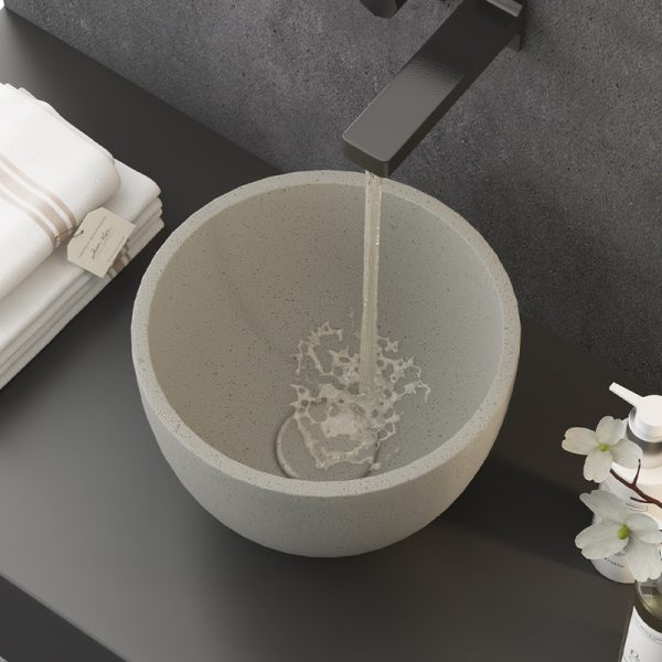 Round Grey Washbasin CUPC Above Counter Sink Concrete Cement Basin Sink Cabinet Bathroom Sink