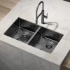 SUS304 Fregadero De Cocina Nano Double Bowl Undermount Handmade Stainless Steel Black Kitchen Sink SUS304 Fregadero De Cocina Nano Double Bowl SUS304 Fregadero De Cocina Nano Double Bowl