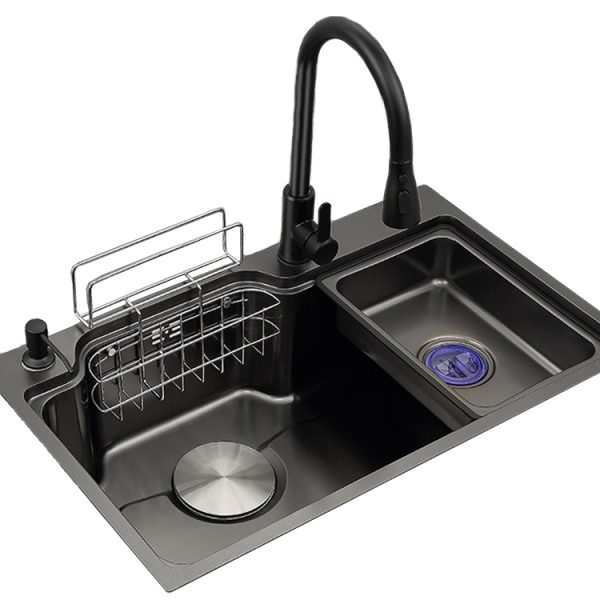 Single Bowl Kitchen Sink 1.2mm Thickness Stainless Steel Counter Undermount Design Nano Surface Square Vegetable Washing Basin