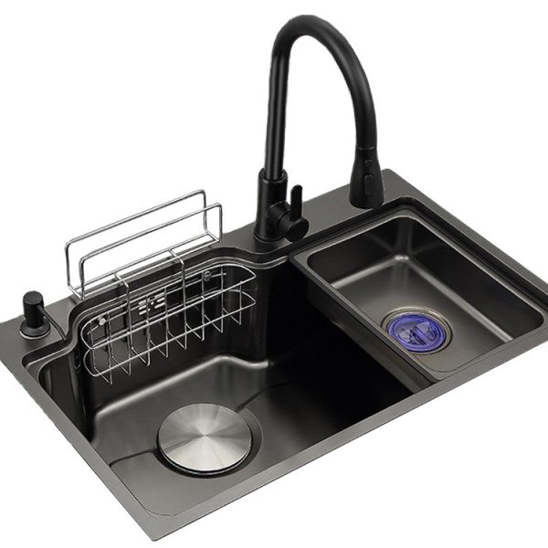 Single Bowl Kitchen Sink 1.2mm Thickness Stainless Steel Counter Undermount Design Nano Surface Square Vegetable Washing Basin