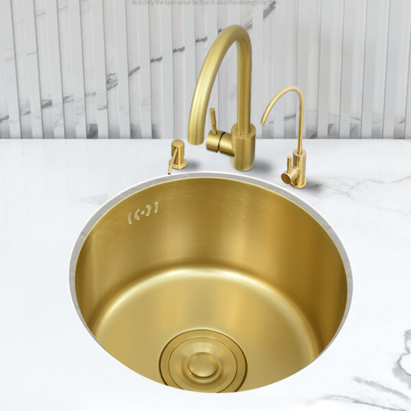 Single Bowl Kitchen Sink 420mm Diameter Round Stainless Steel 304 Material Without Faucet One-Hole Design