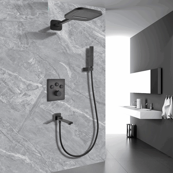 Single-Handle Rainfall Shower System with Thermostatic Faucet Soft & Rainy Spray Pattern Ceramic Valve Core Made Durable Brass