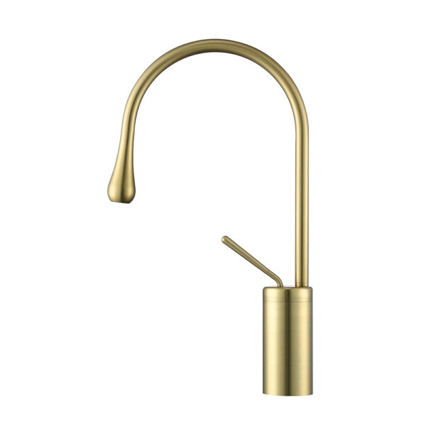 Single Hole Modern Brushed Gold Brass Waterfall Bathroom Wash Basin Water Sink Mixer Taps Washing Faucet