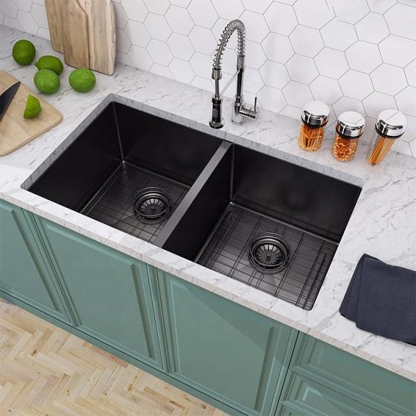 Sink Factory Single Double Bowl Undermount Handmade 201/304 Black Stainless Steel Kitchen Sink