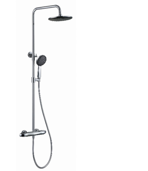 Smart Bathroom Exposed Chrome Brass Shower Column System Faucet Mixer Tap Taps Kits Polished Jet Spray Pattern Shower Faucet Set